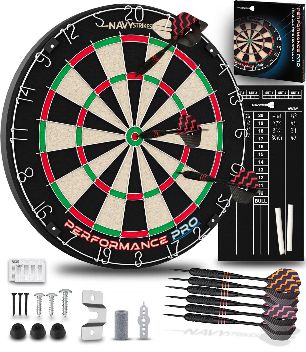 Navy Strikes Performance Pro dartbord, complete set met darts en scorebord