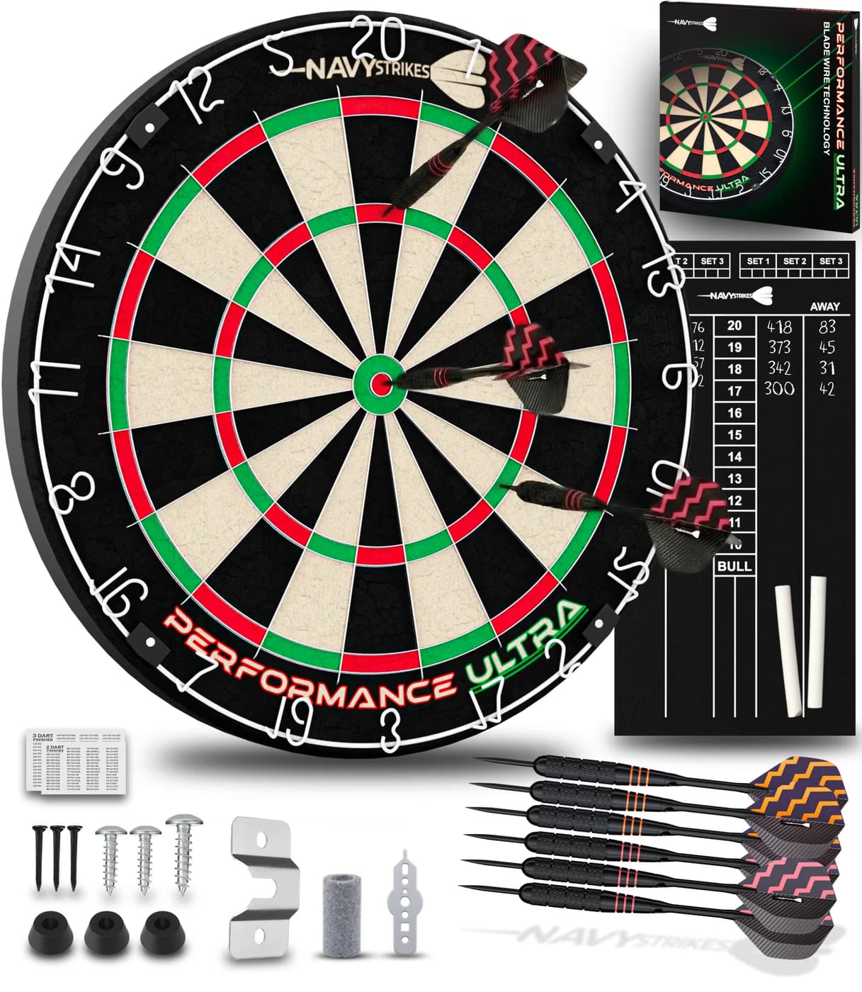 Navy Strikes Performance Ultra dartbord, complete set met darts en scorebord